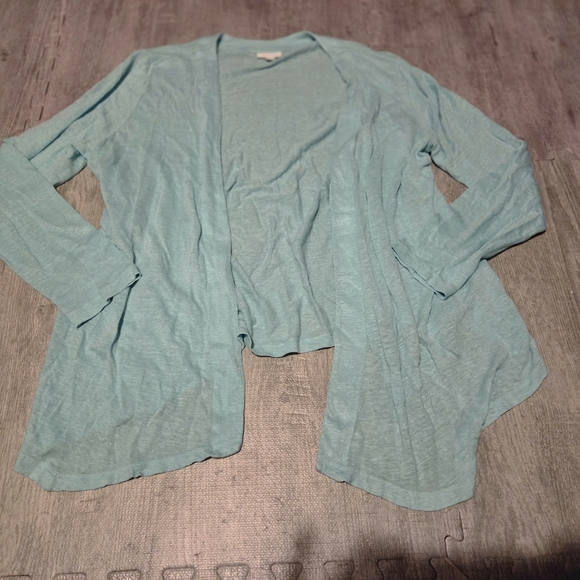 J. Jill Light Blue / Aqua Linen Women's Cardigan Lightweight EUC Size L - Picture 8 of 11